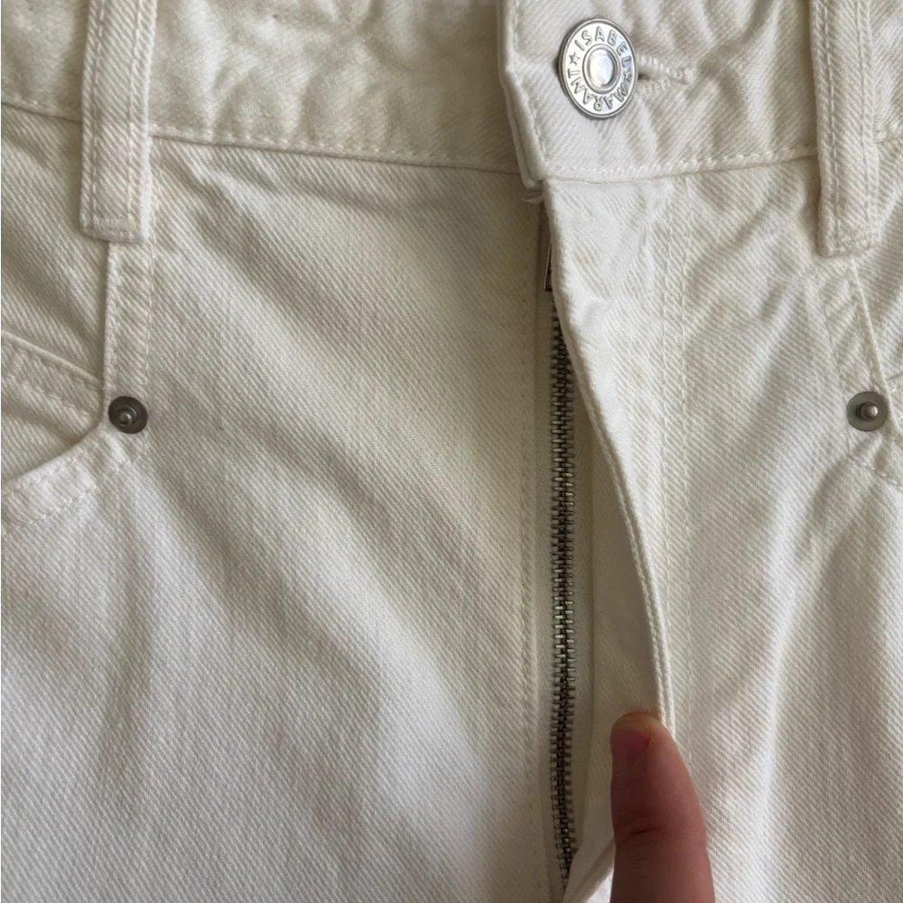 Isabel Marant Natalina wide leg long denim shorts in white size 30
